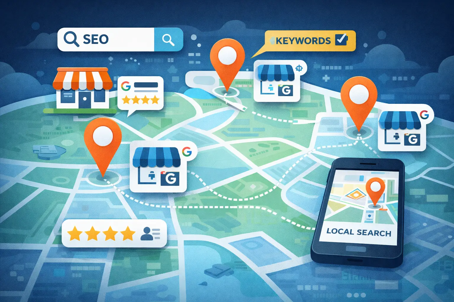 Localized SEO for franchise digital marketing with multiple locations optimized for local search